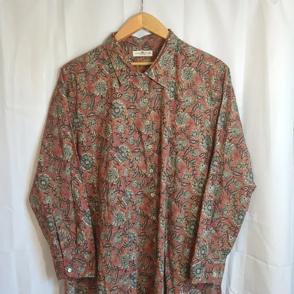 Natural Life Drew Cotton Button Down Rusty Floral Shirt Dress | Size L / XL - Picture 5 of 7